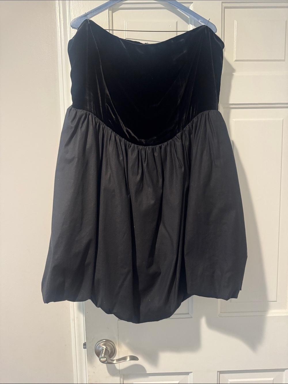 Reformation Black Strapless Velvet Bodice Bubble Hem Dress - Women